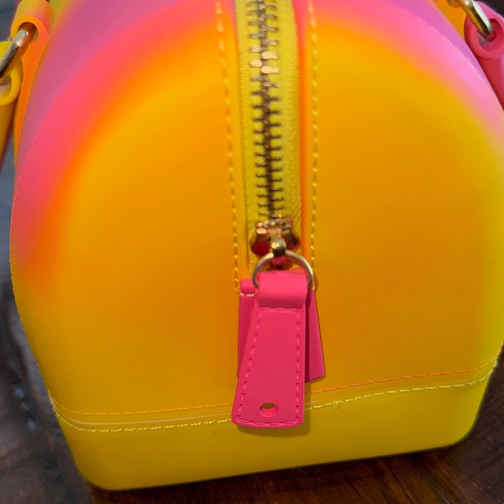 Y2K Neon Jelly Mini Satchel Bag – Pink & Yellow Ombre Top Handle Purse - Picture 12 of 17